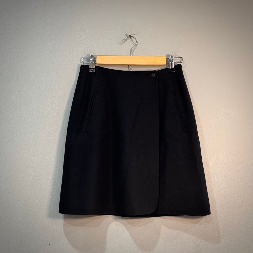 Black DKNY Vintage Wool Wrap Skirt Size 8 EUC